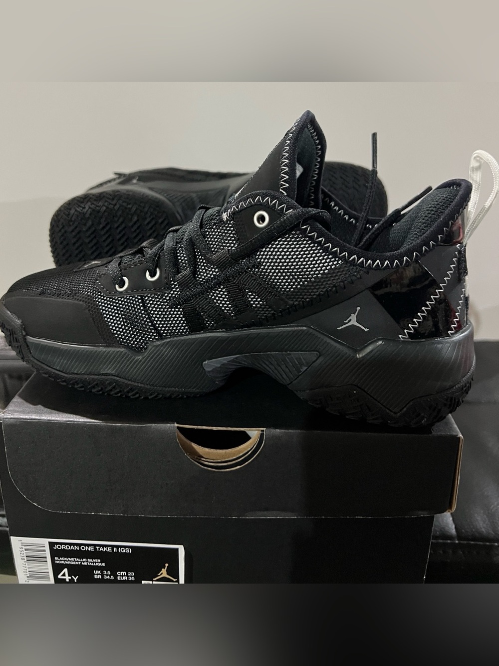 NEW Jordan One Take II GS Black Athletic Sneakers Youth 4Y